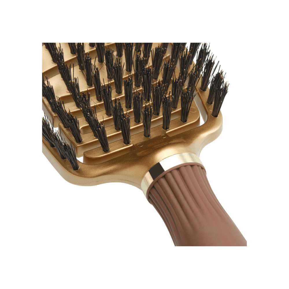 Olivia Garden Expert Care Flex Boar Gold & Brown kefa na vlasy prirodne štětiny