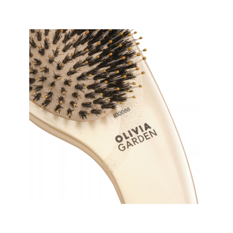 Olivia Garden Expert Care Curve Boar & Nylon Bristles Gold - kefa na rozčesávanie vlasov - zlatá – Obrázok 3