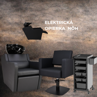 kadernícky set kreslo premium mycí box perfect elektrická opierka vozík rodium